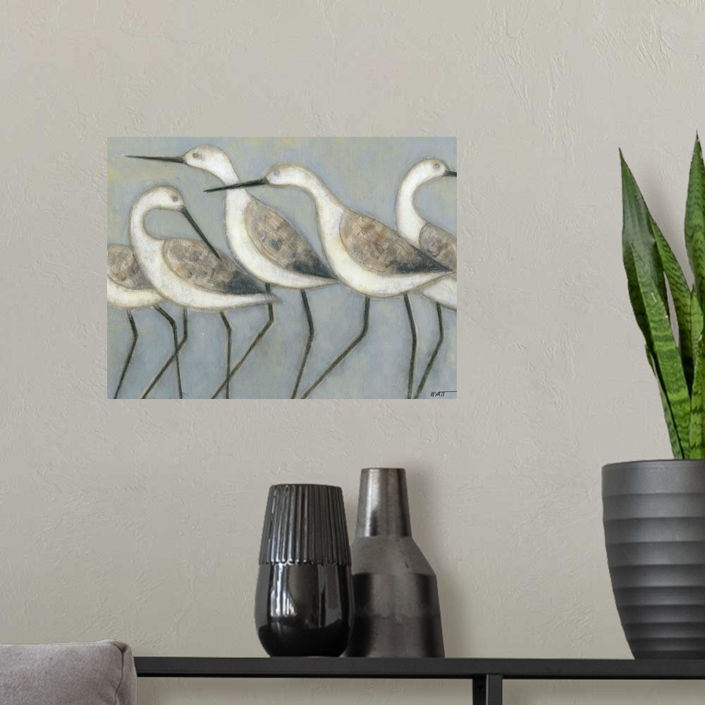 A modern room featuring Shore Birds I