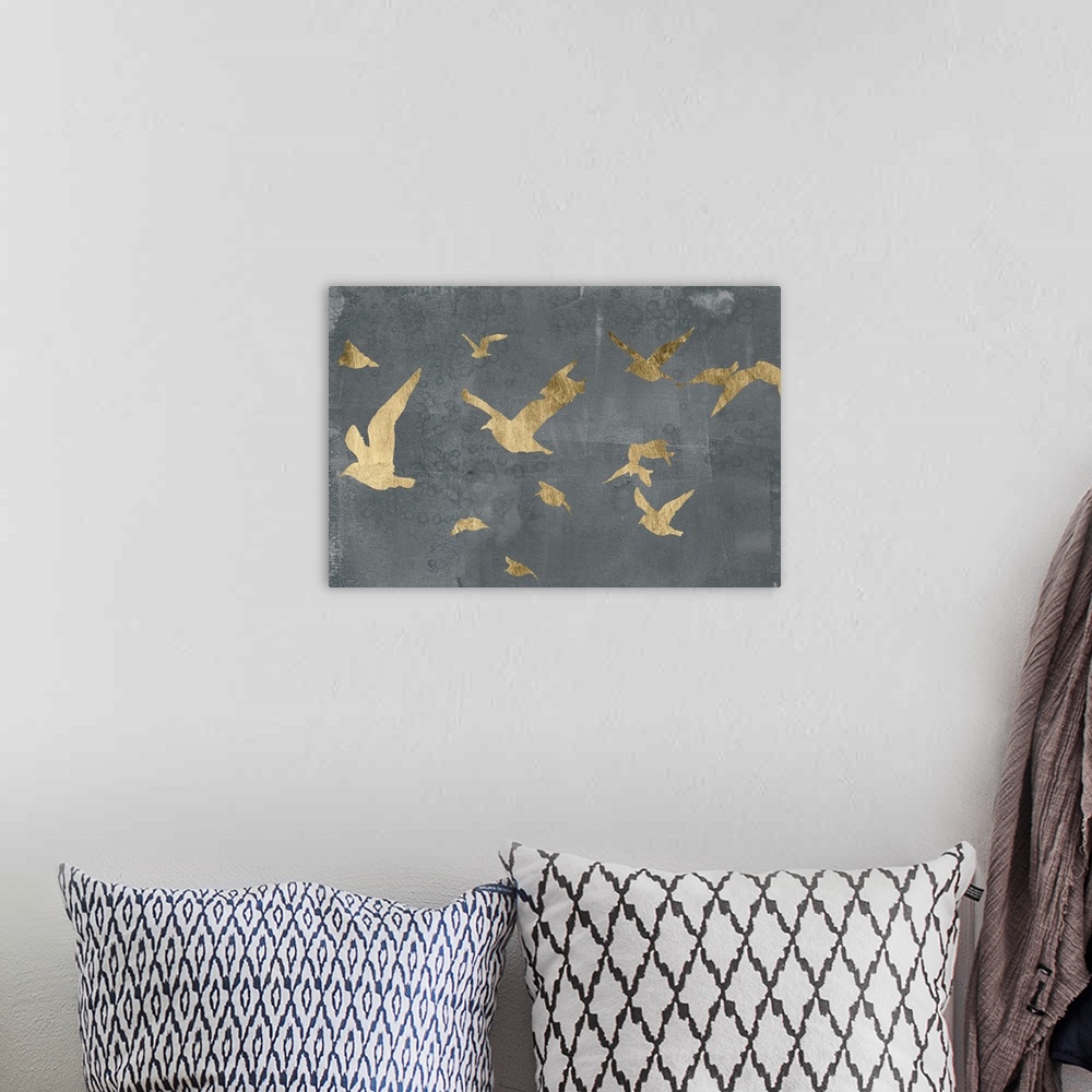 A bohemian room featuring Silhouettes in Flight III