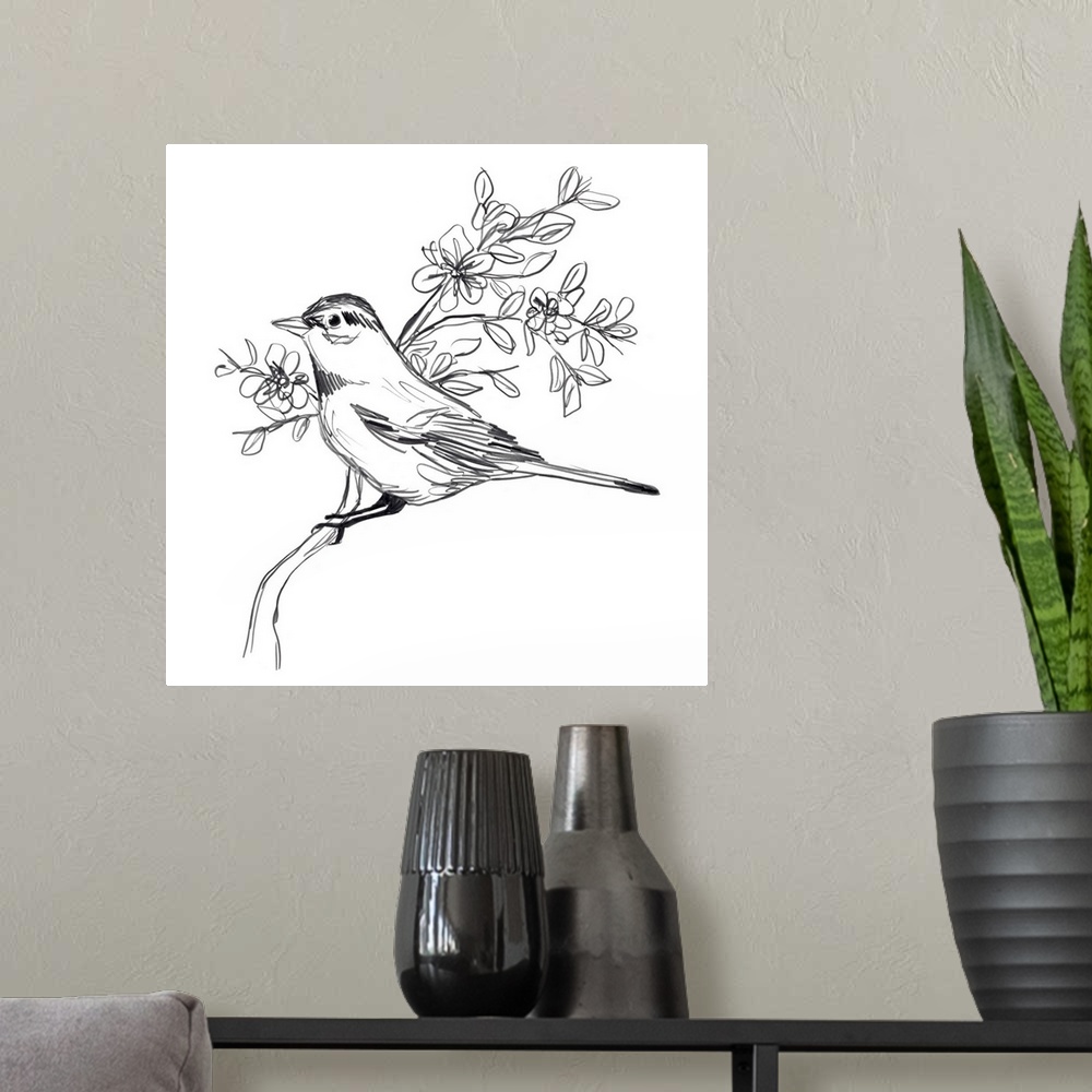 A modern room featuring Simple Songbird Sketches III
