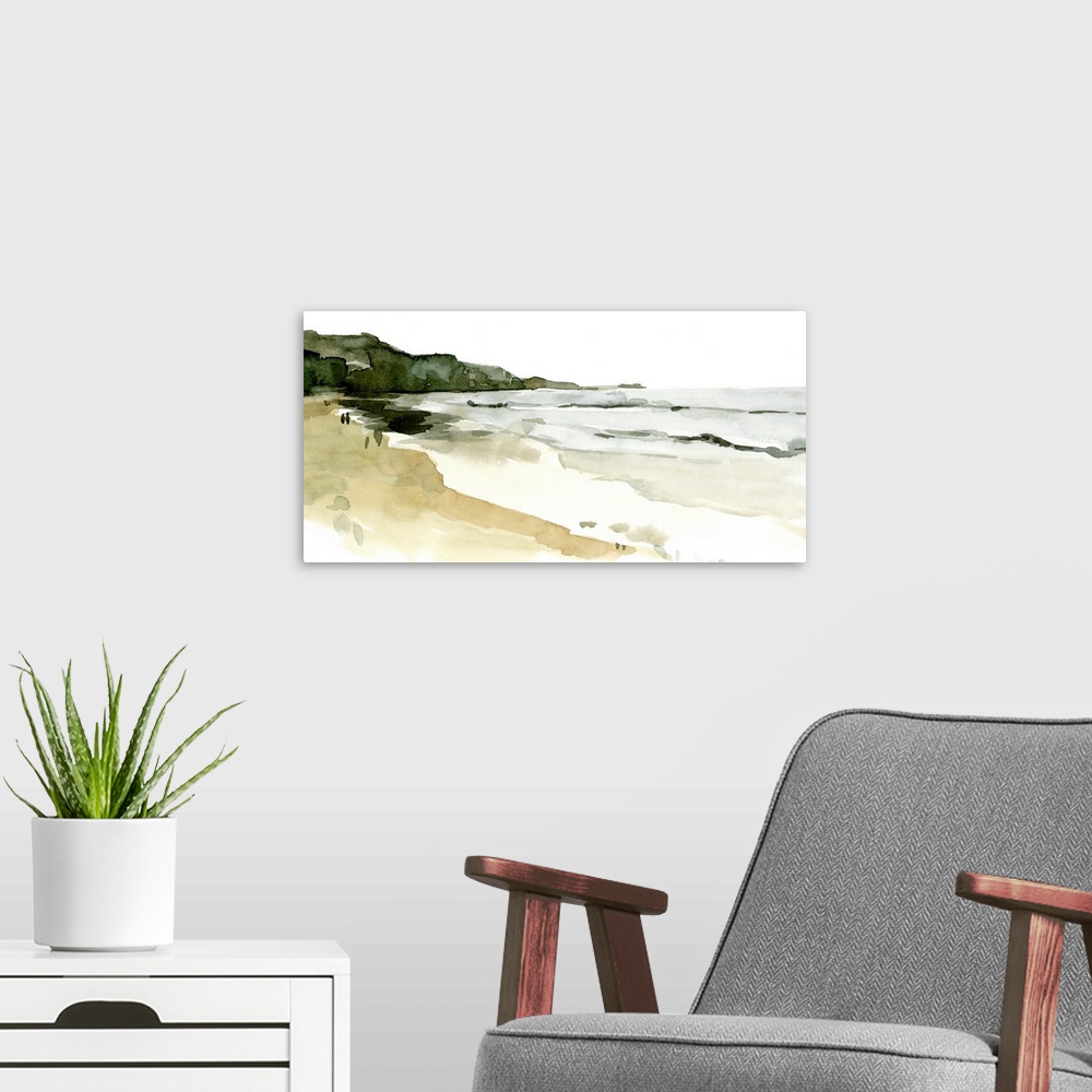 A modern room featuring Simple Watercolor Coast II