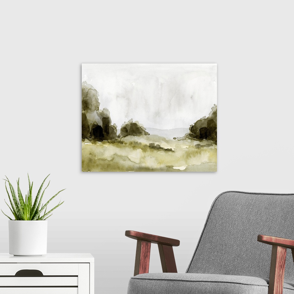 A modern room featuring Simple Watercolor Scape II