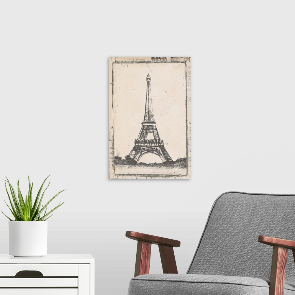 A modern room featuring Sketch of Eiffel