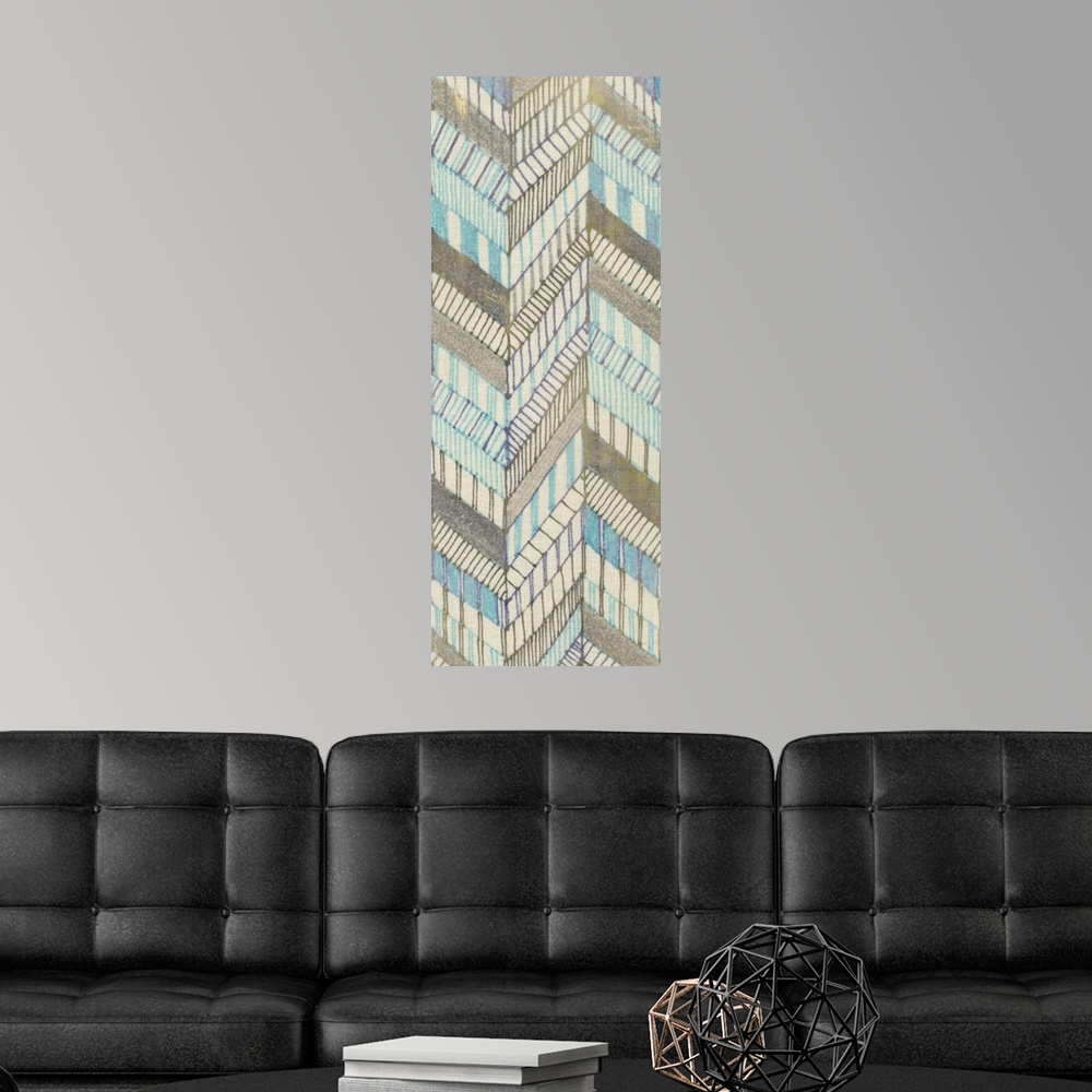 A modern room featuring Muted chevron pattern artwork.