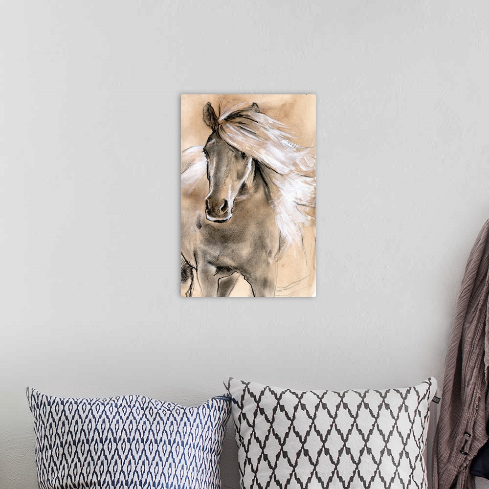 A bohemian room featuring Sketched Horse I
