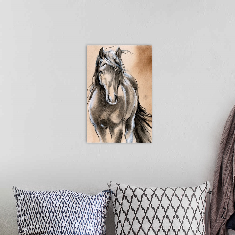 A bohemian room featuring Sketched Horse II