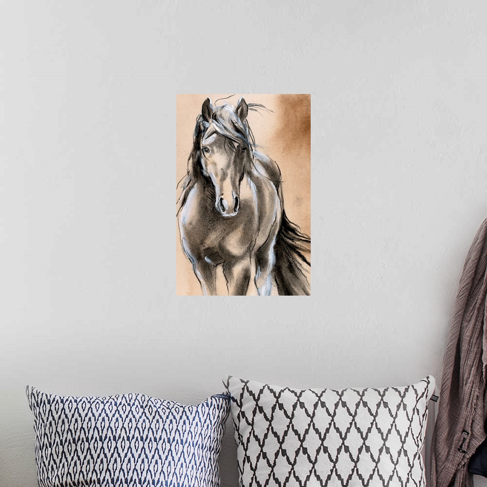 A bohemian room featuring Sketched Horse II