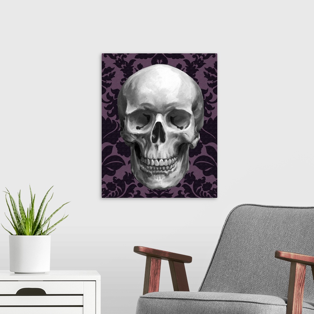A modern room featuring Skull on Damask