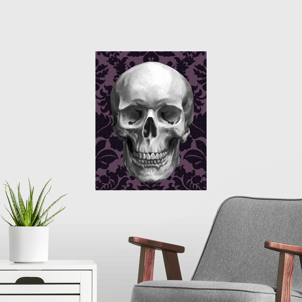 A modern room featuring Skull on Damask