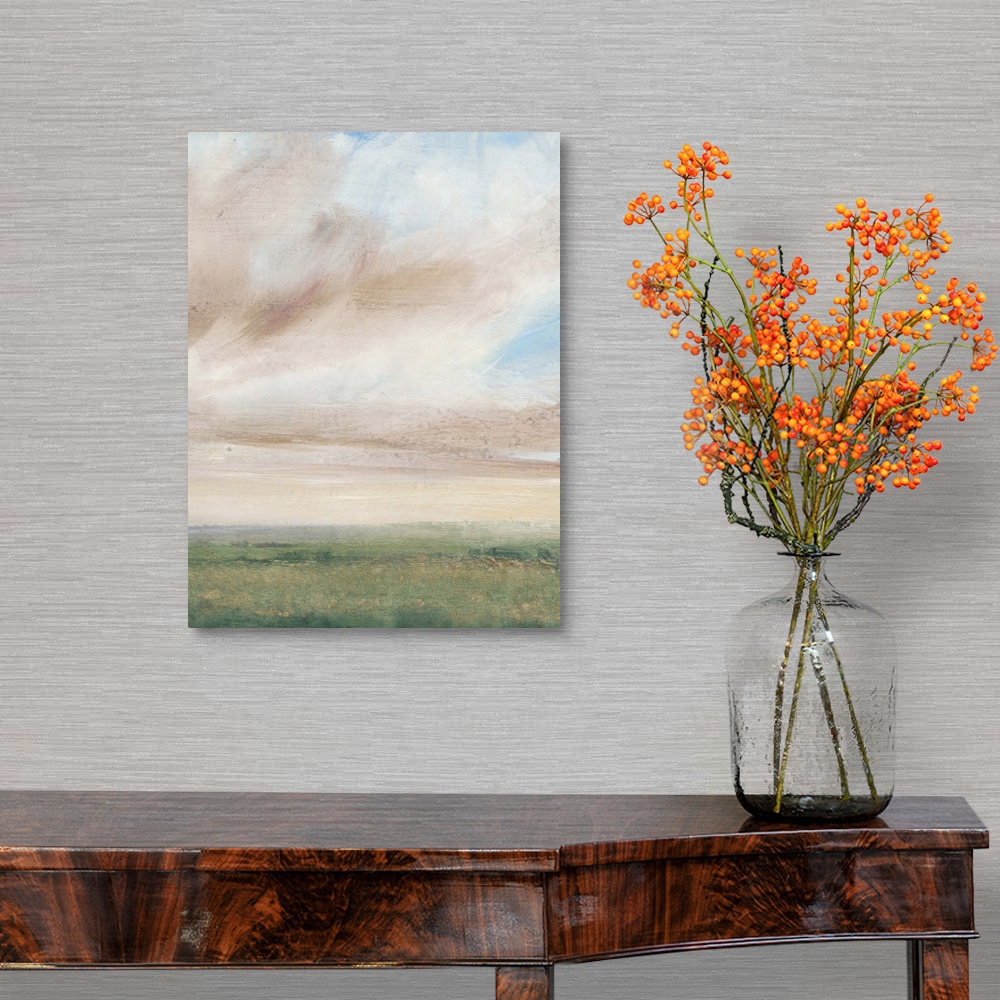 A traditional room featuring Contemporary countryside landscape painting.