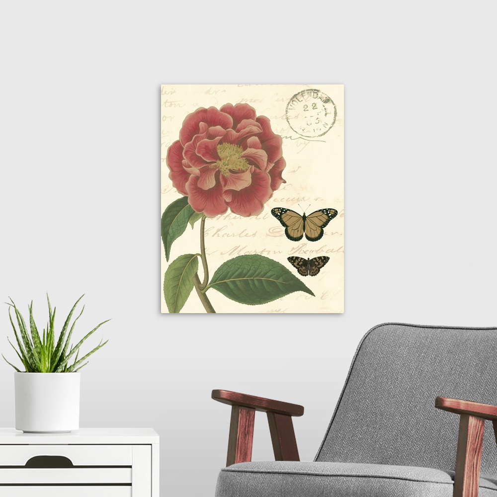 A modern room featuring Small Vintage Floral III