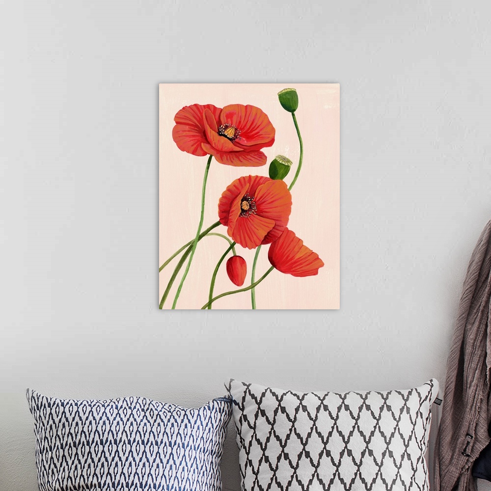 A bohemian room featuring Soft Coral Poppies I