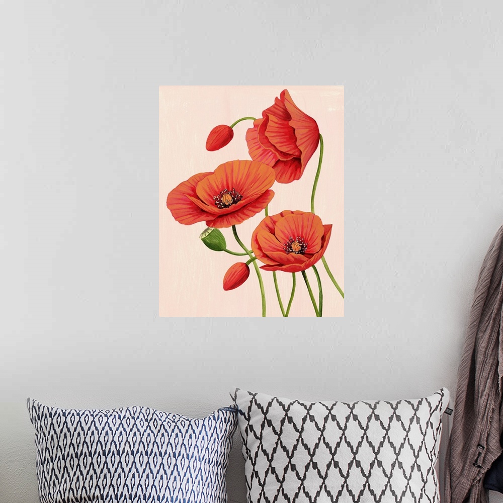 A bohemian room featuring Soft Coral Poppies II