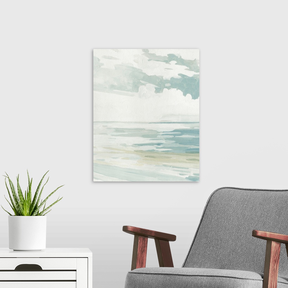 A modern room featuring Soft Pastel Seascape I