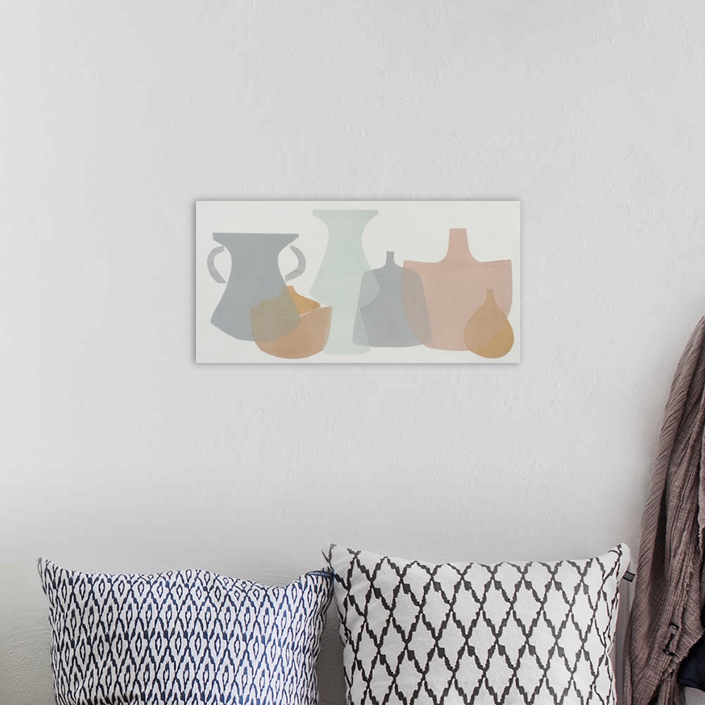 A bohemian room featuring Soft Pottery Shapes I