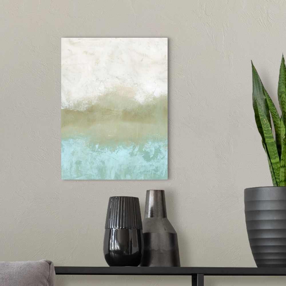 A modern room featuring Soft Sea Green Composition II