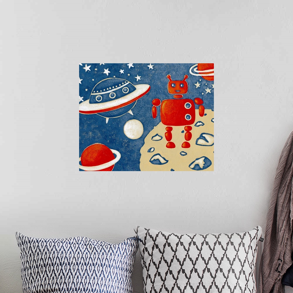 A bohemian room featuring Space Explorer II
