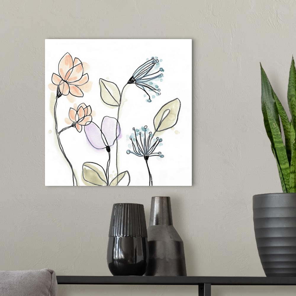 A modern room featuring Spindle Blossoms VI