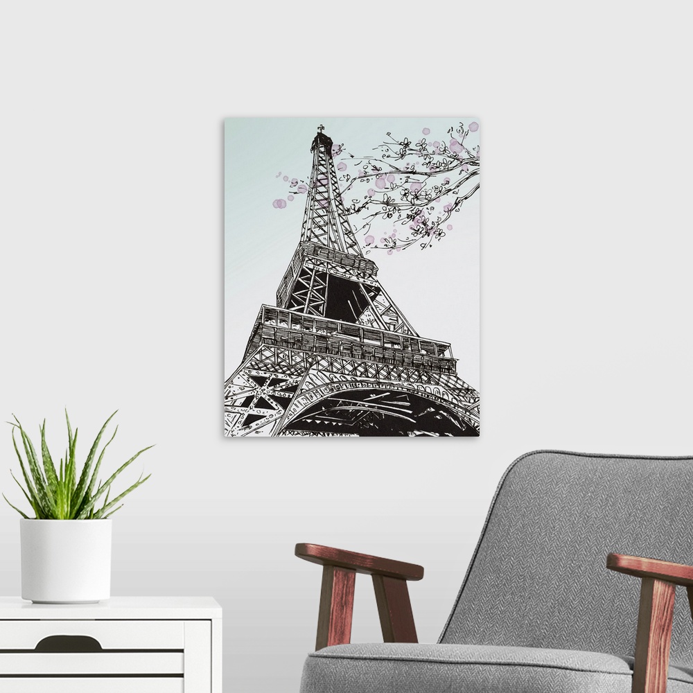 A modern room featuring Spring In Paris I