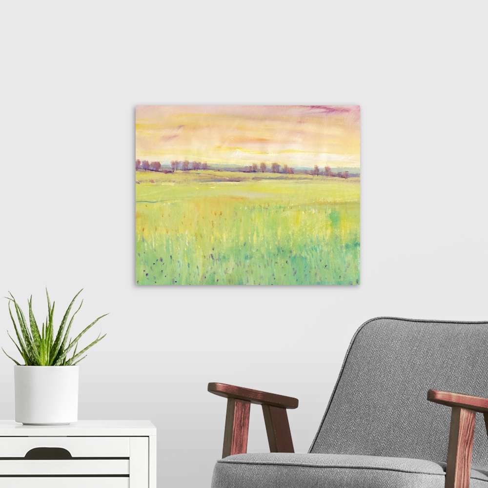 A modern room featuring Spring Pasture I