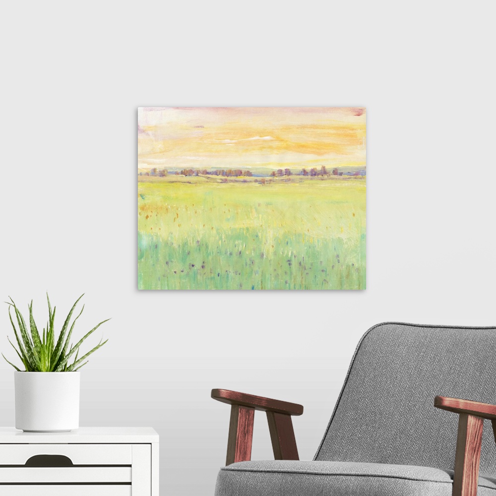 A modern room featuring Spring Pasture II