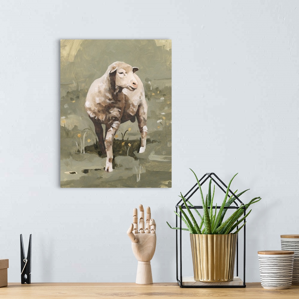 A bohemian room featuring Spring Sheep I