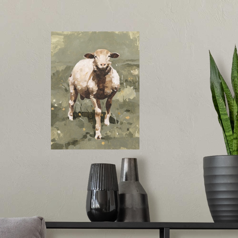 A modern room featuring Spring Sheep II