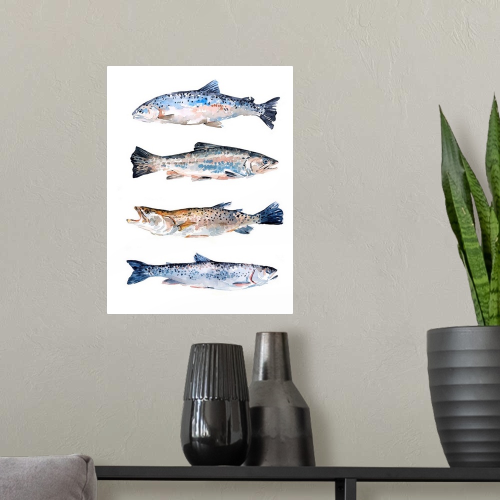 A modern room featuring Stacked Trout II