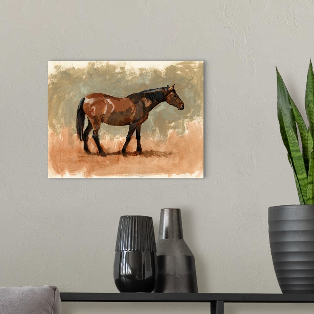 A modern room featuring Standing Horse Study I