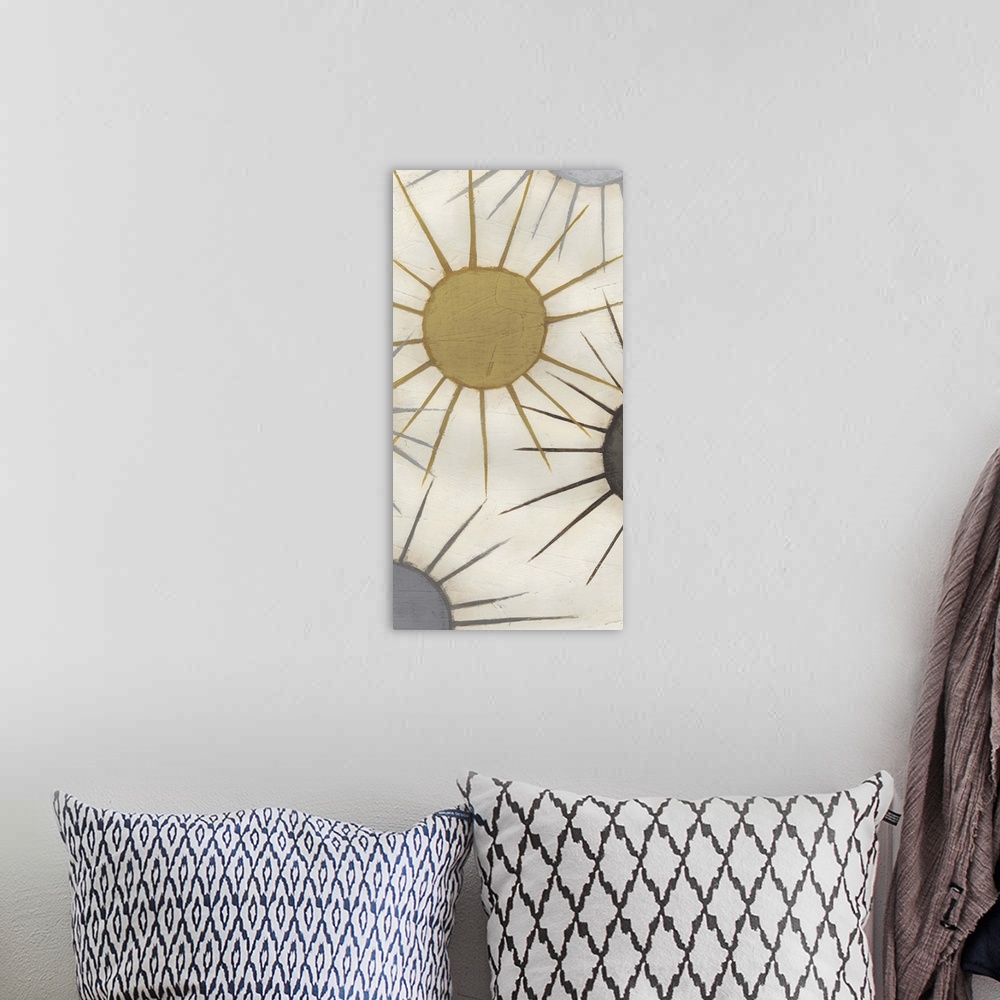 A bohemian room featuring Starburst Triptych I