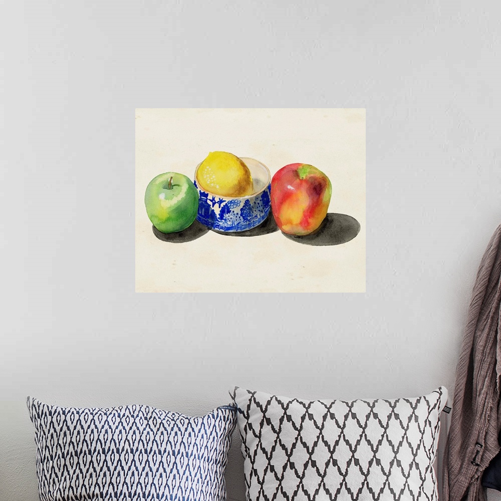 A bohemian room featuring Still Life with Apples and Lemon I