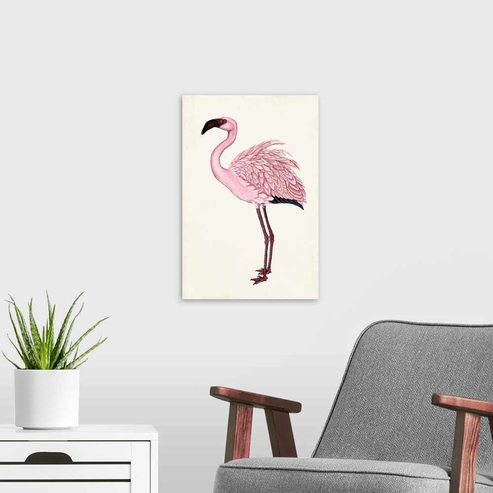 A modern room featuring Striking Flamingo II