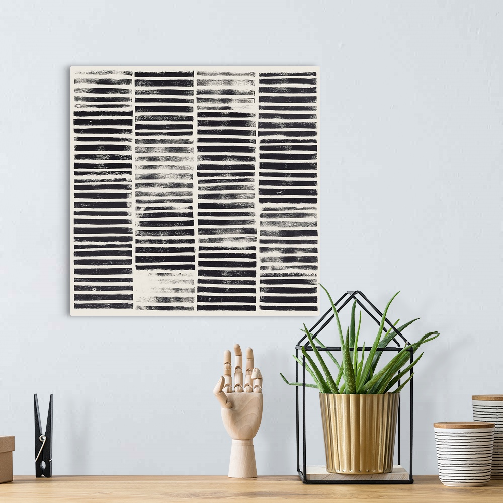 A bohemian room featuring Stripe Block Prints I