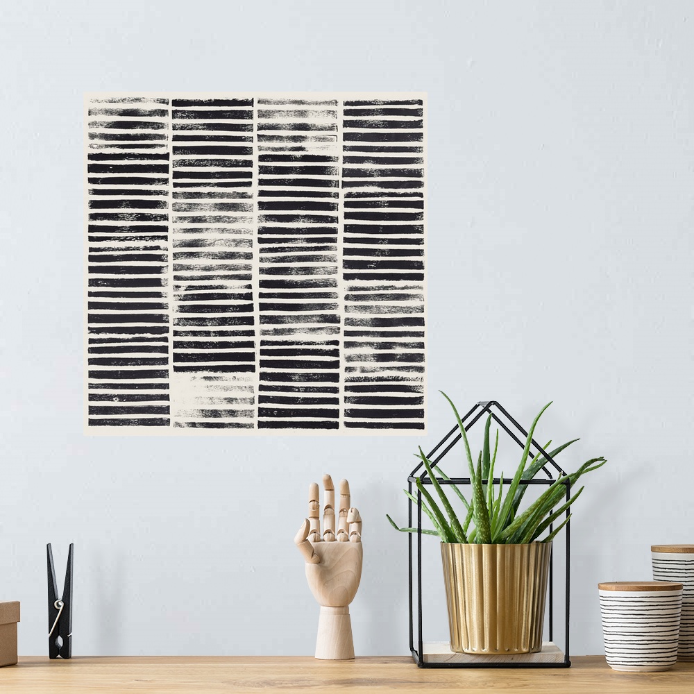 A bohemian room featuring Stripe Block Prints I