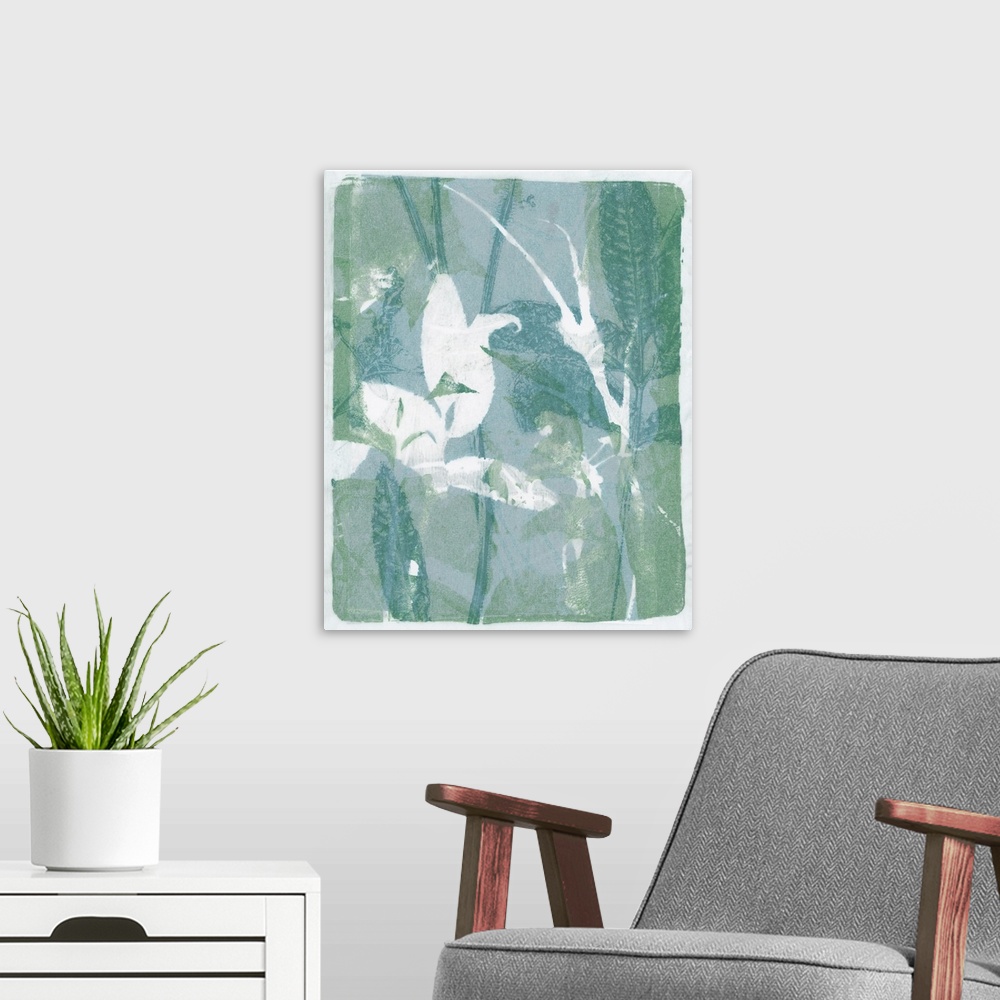 A modern room featuring Subtle Sage Flora I