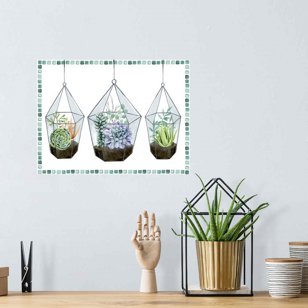 A bohemian room featuring Succulent Swatch Collection A