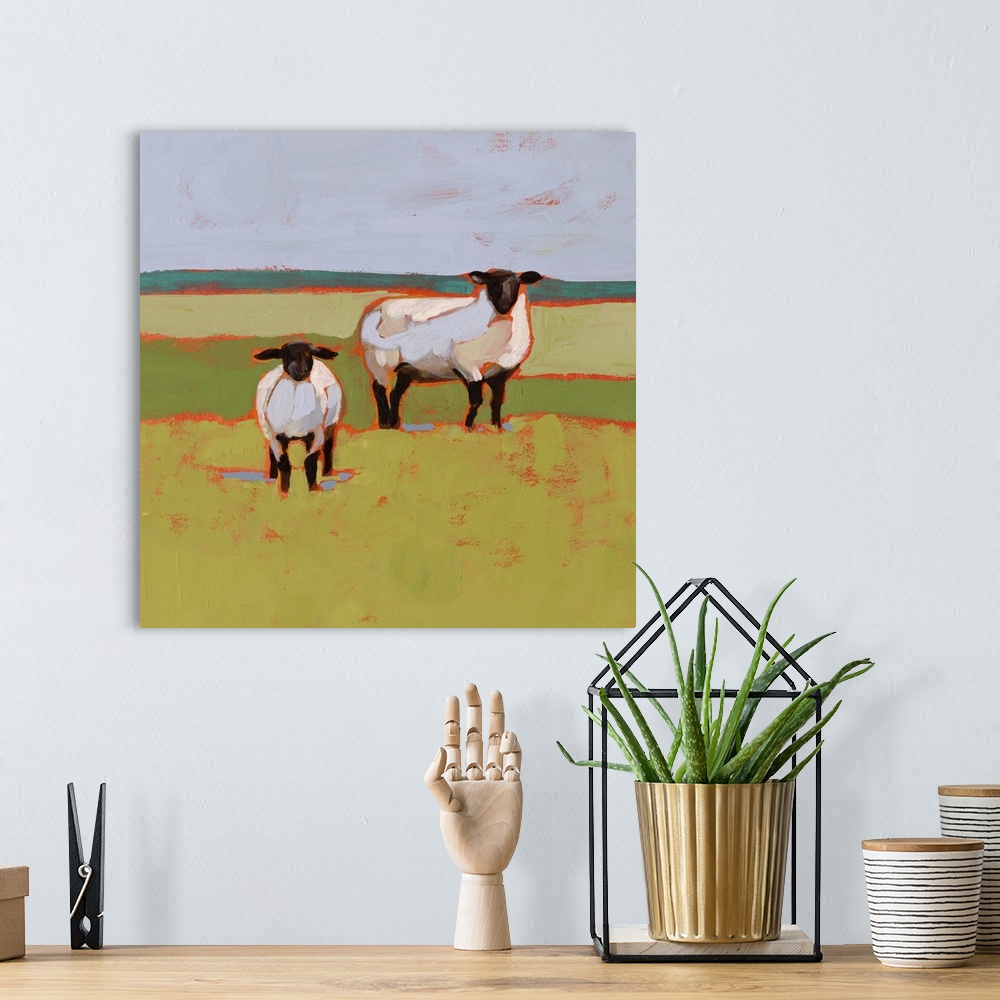 A bohemian room featuring Suffolk Sheep II