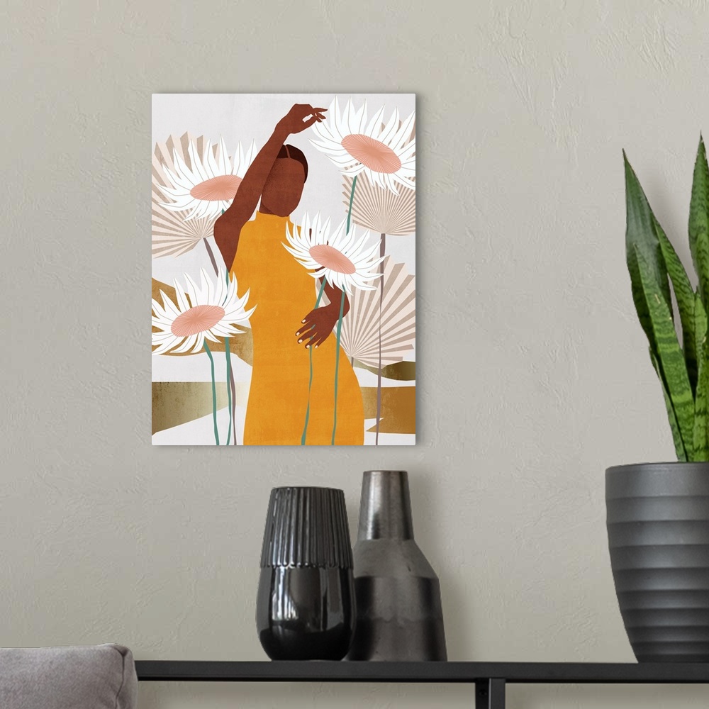 A modern room featuring Sun Kissed Woman II