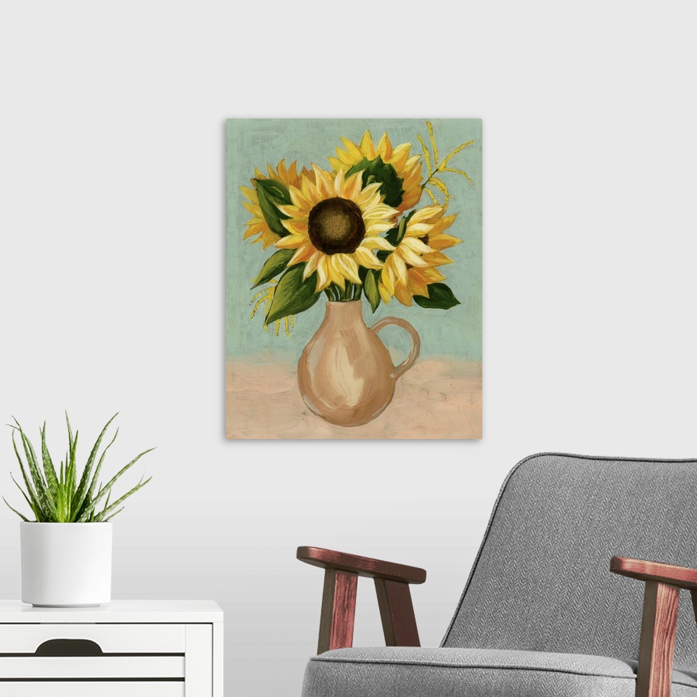 A modern room featuring Sunflower Afternoon I