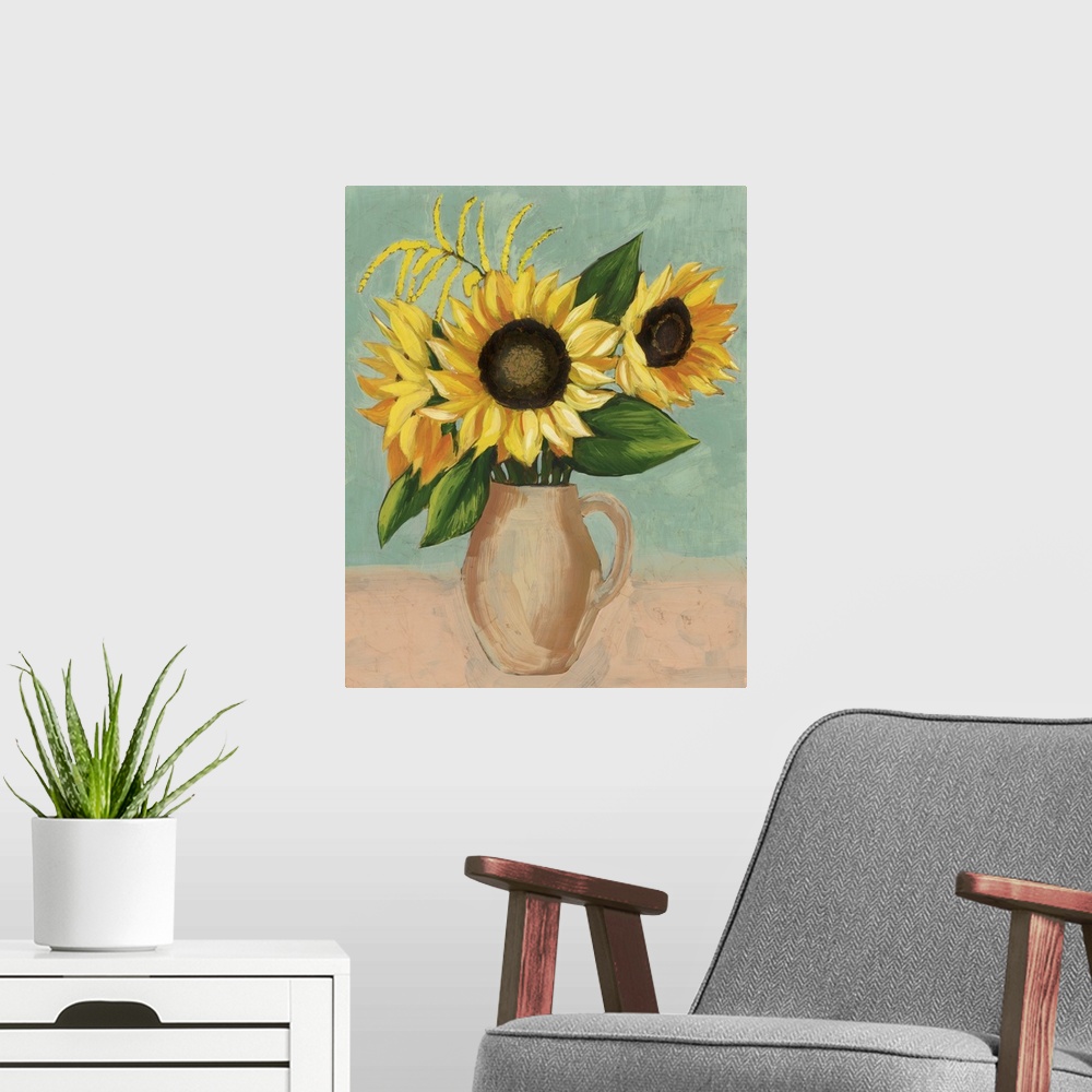A modern room featuring Sunflower Afternoon II