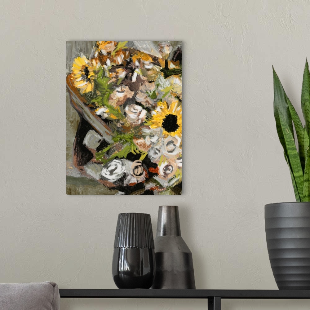 A modern room featuring Sunflower Bouquet I