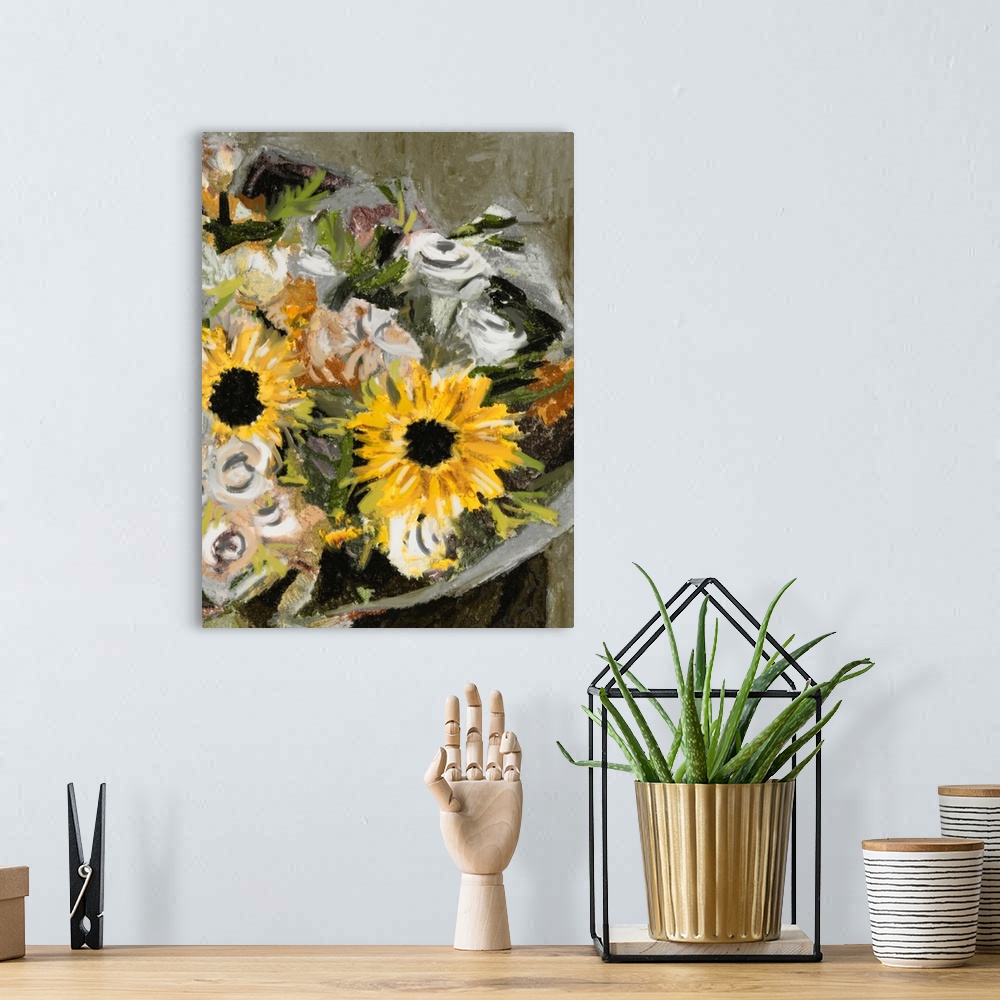 A bohemian room featuring Sunflower Bouquet II