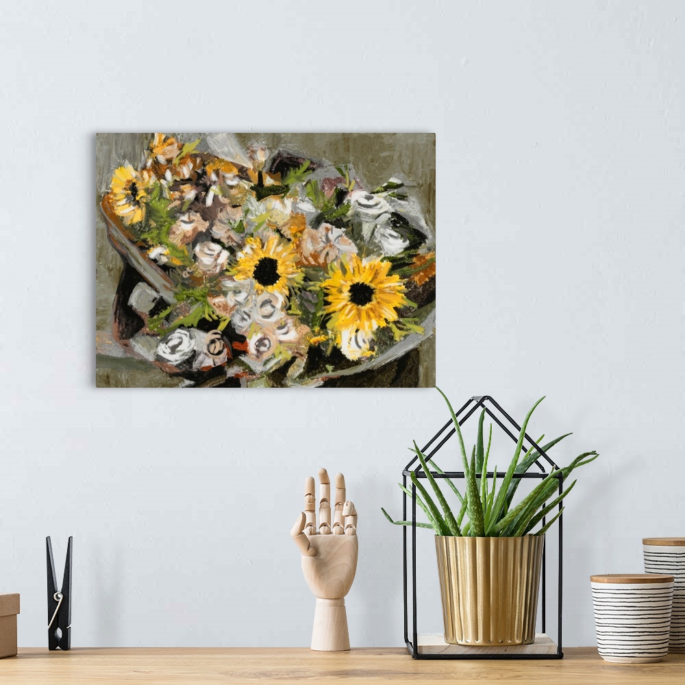 A bohemian room featuring Sunflower Bouquet III