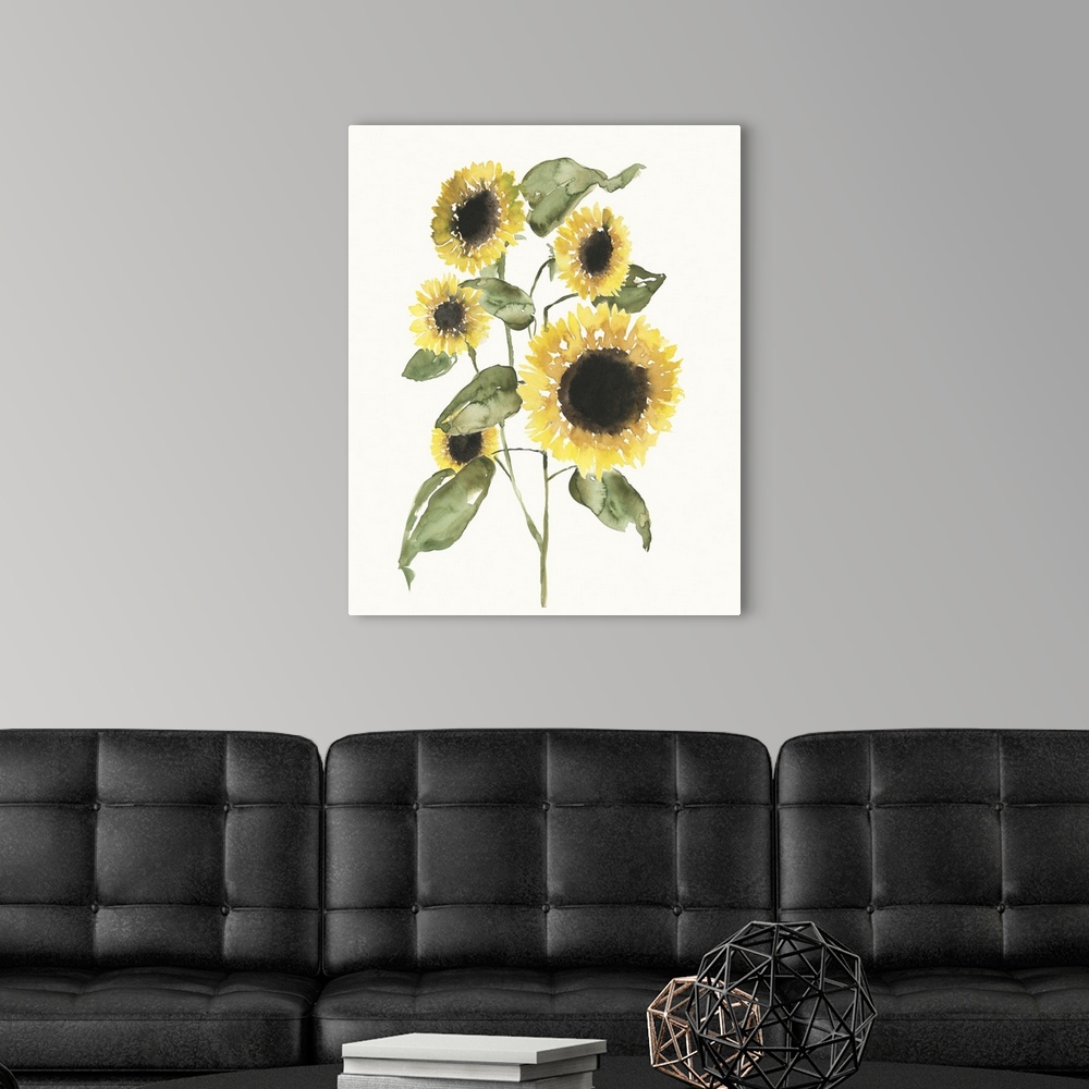 A modern room featuring Sunflower Composition I