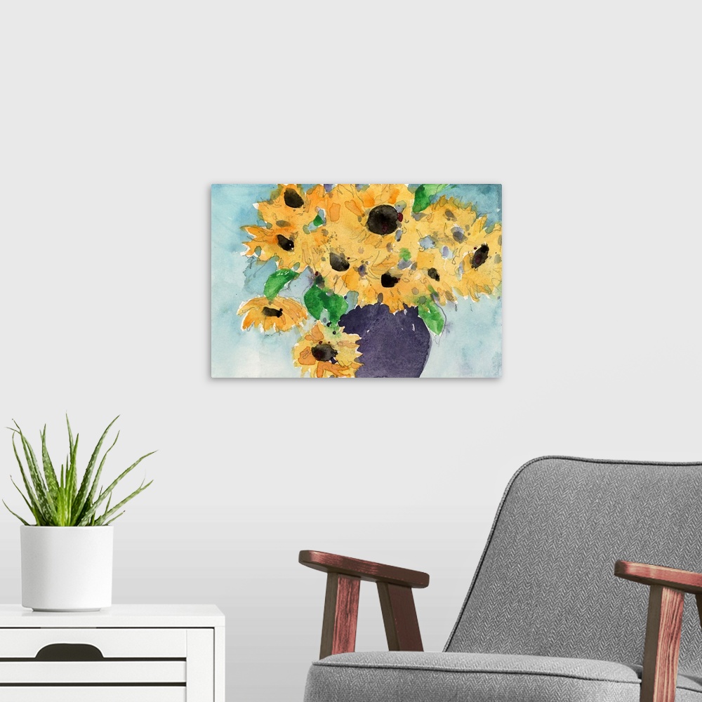 A modern room featuring Sunflower Moment II