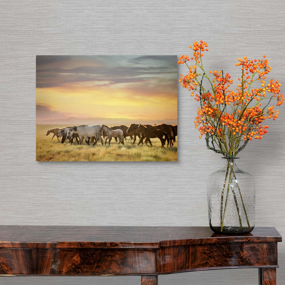 A traditional room featuring Sunkissed Horses I