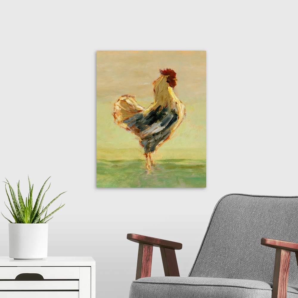 A modern room featuring Sunlit Rooster I