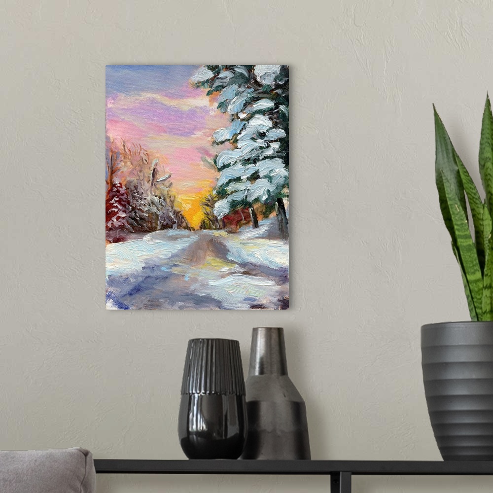 A modern room featuring Sunset In Winter