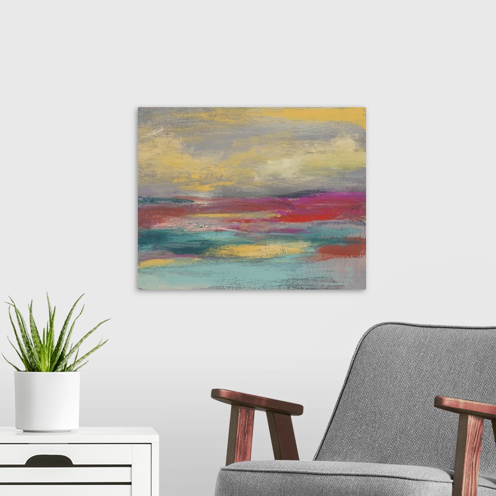 A modern room featuring Sunset Study I