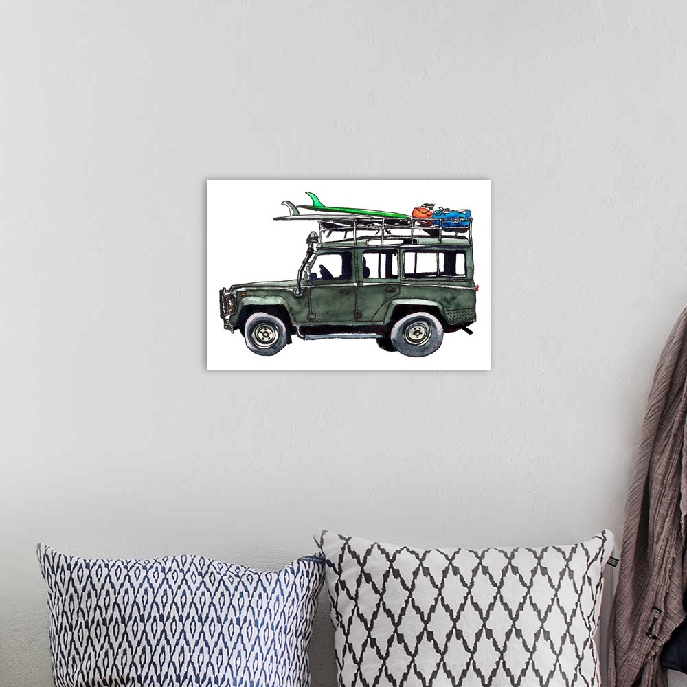 A bohemian room featuring Surf Jeep
