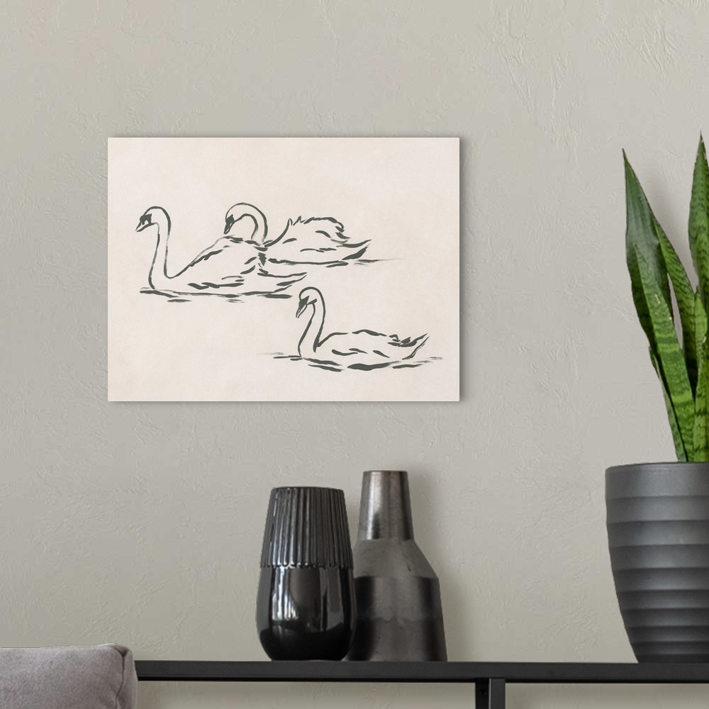 A modern room featuring Swan Sketch I